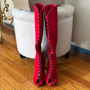 Red Knee-High Women's Boots